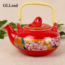 GLLead, китайский стиль, красный пион, цветной керамический кофейник, чайник, домашний модный чай и черный чай, Tots, креативная посуда для напитков
