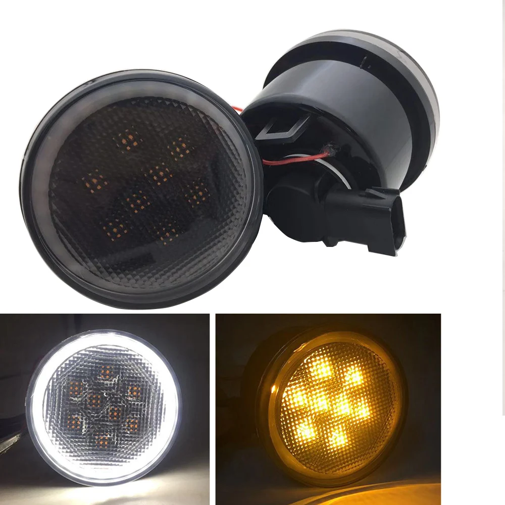 Turn Signal Lights LED Amber Smoked Lens Fender Flares Front Indicator Light Parking for 2007-2017 Jeep Wrangler JK JKU | Автомобили и