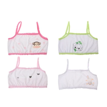 

8-13Y Young Girls Student Camisole Soft Breathable Kids Cotton Printing Teenage Puberty Bra Girl Training Ba Thin Underwear