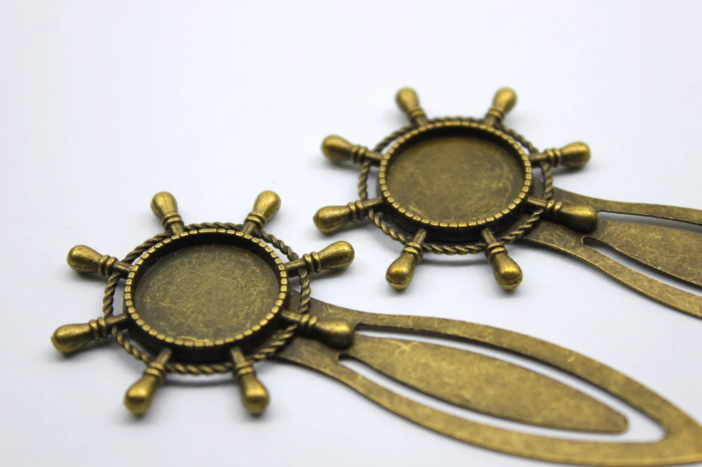 

ZEROUP BA-009 10 шт 18 мм круглые кабошоны установка Камея Подвеска с креплением поднос база старинные антикварные бронзовые в виде книжных закладок Длина: 84 мм