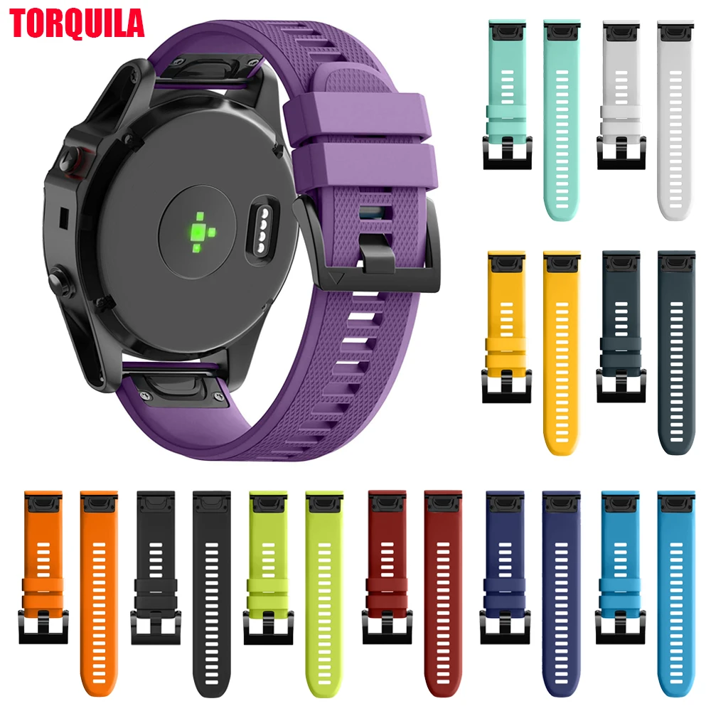 TORQUILA 26 мм силиконовый ремешок для Garmin Fenix 6X/6X Pro/5X/5X Plus/3/3HR легкий мягкий