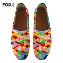 FORUDESIGNS/геометрический принт г. летние женские парусиновые туфли на плоской подошве, тканевая Повседневная обувь без шнуровки, женские лоферы на каблуке, удобные сандалии