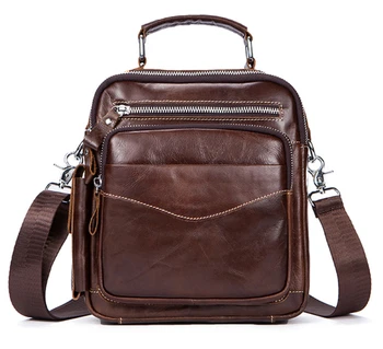 

2018 Genuine leather messenger bag men bag shoulder bag the first layer ofcow leather vertical business casual bags