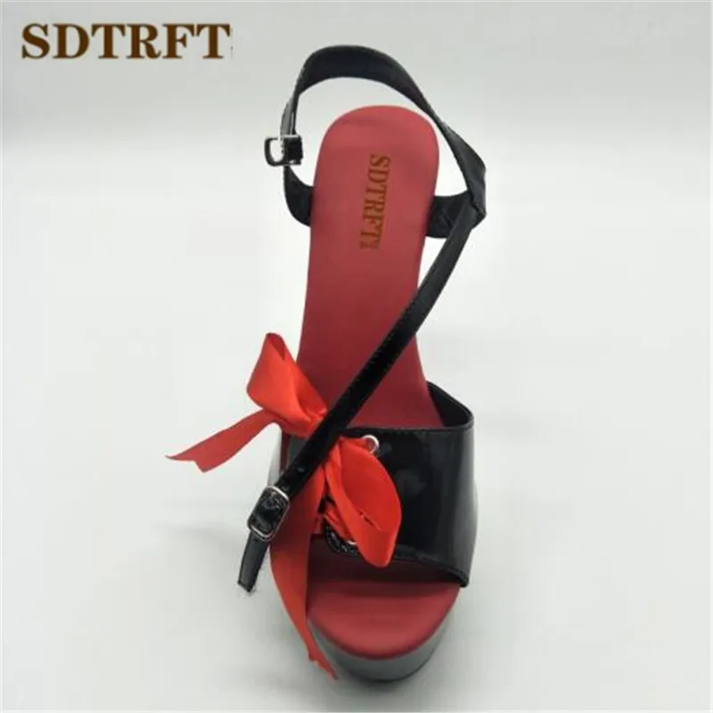 SDTRFT/Большие Размеры: 35-45, 46, летняя женская обувь с открытым носком и ленточки для сандалий 15 см, пикантная женская обувь на платформе и высоком тонком каблуке свадебные туфли-лодочки