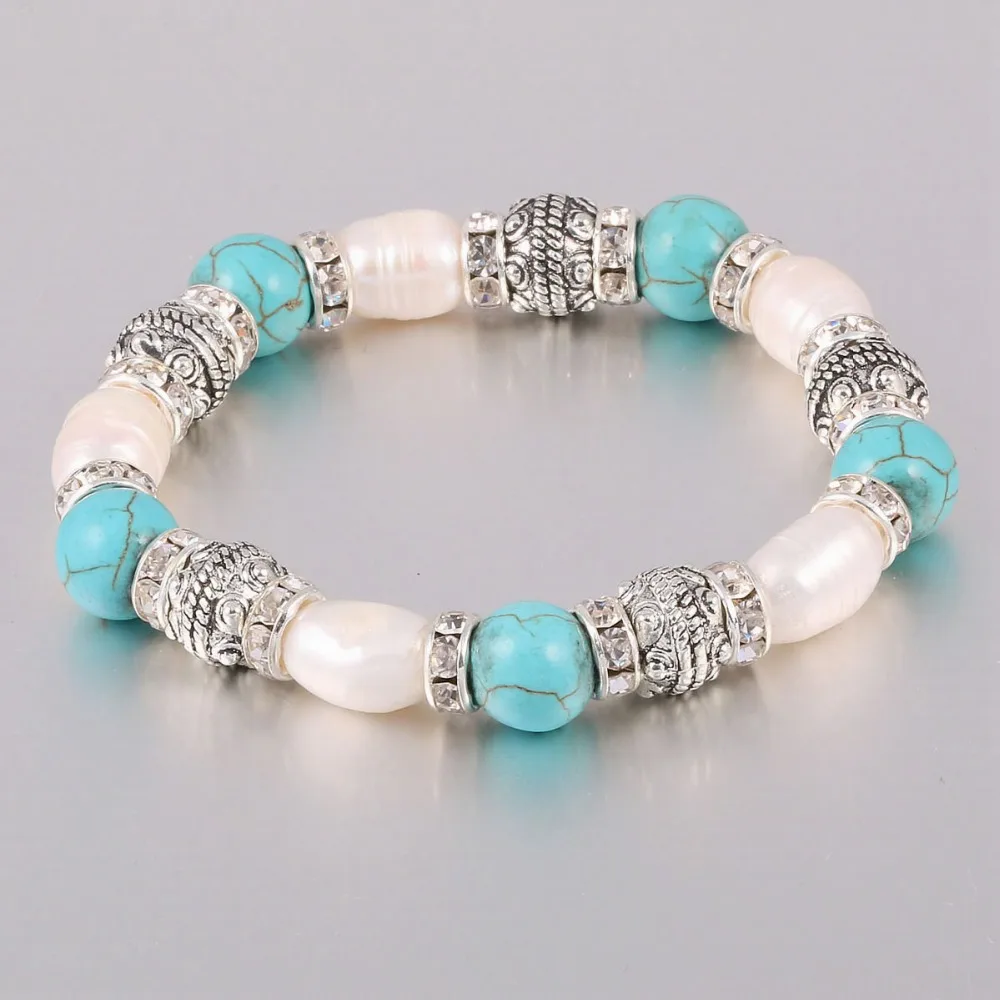 

Natural Freshwater 8-9 mm Pearl Bracelet with Stone High Quality Pearl Bracelets for Women