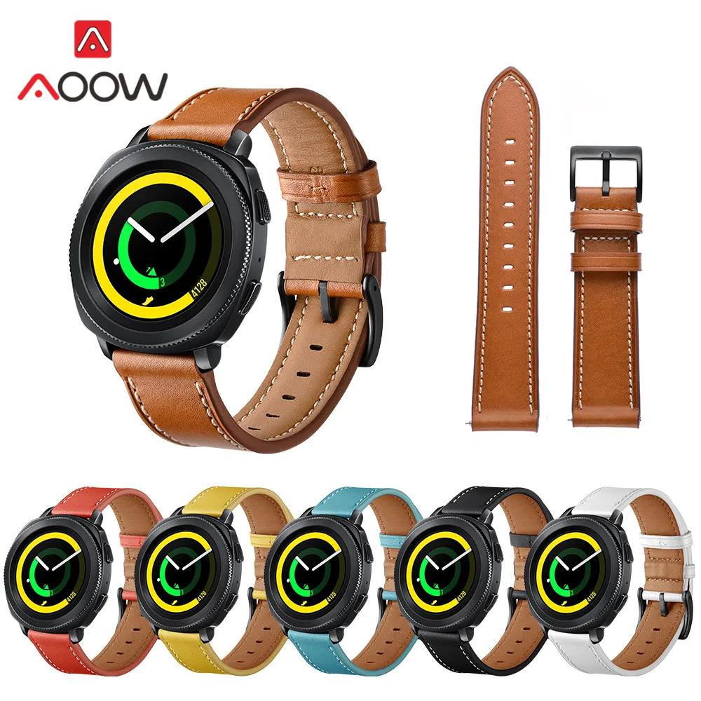 

20mm Genuine Leather Watchband for Samsung Gear Sport S4 S2 Classic R732 Amazfit Youth Quick Release Bracelet Strap Band Brown