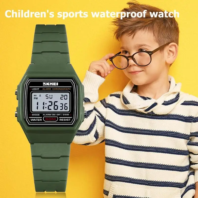 SKMEI, новинка, водонепроницаемые спортивные часы для детей, для мальчиков и девочек, светящиеся, с ПУ ремешком, наручные часы, цифровые часы, Relogio, детские часы