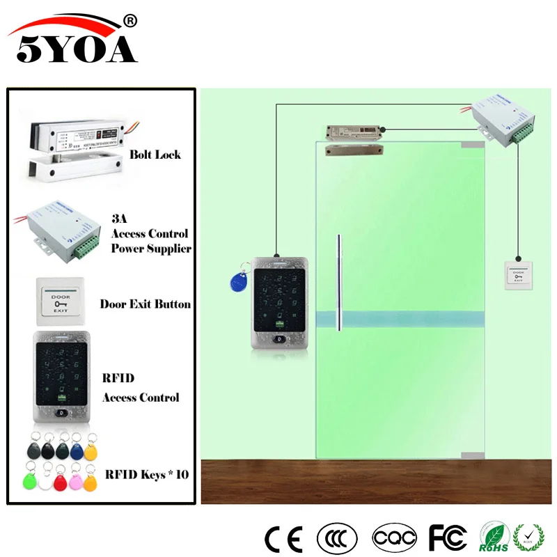 RFID система контроля доступа комплект деревянные очки дверной комплект+ Электрический магнитный замок+ ID карты Keytab+ источник питания+ кнопка выхода