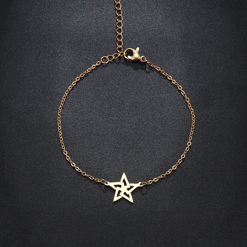 CACANA Stainless Steel Bracelet For Women Pretty Pentagram Gold And Silver Color Pulseira Feminina Lover's Engagement Jewelry