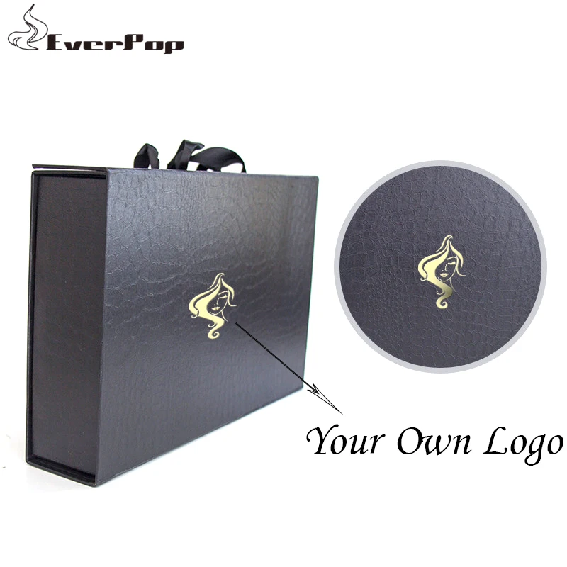 

5 pcs Human Hair Extension Paper Packaging Boxes For Bundles Wholesale Ribbon Handle Box Top First Grade Gift Boxes Custom Logo