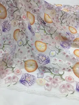 

best quality Sat-6.1308 embroidered African Tulle Lace Fabric African French Lace Fabric with embroidery