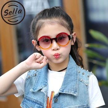 

Sella Fashion Kids Retro Round Hit Colors Sunglasses Cutie Girls Brand Designer Gradient Lens Sun Glasses Babies Eyewear Anti-UV