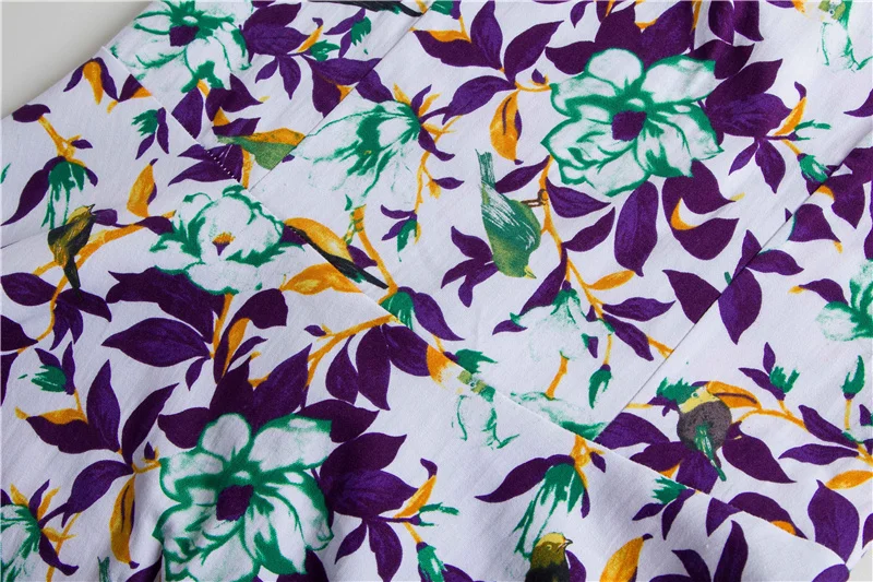 Kostlish 2017 New Summer Dress Women Floral Print Audrey Hepburn 50s 60s A-Line Vintage Dress Sleeveless Party Dresses Plus Size (82)