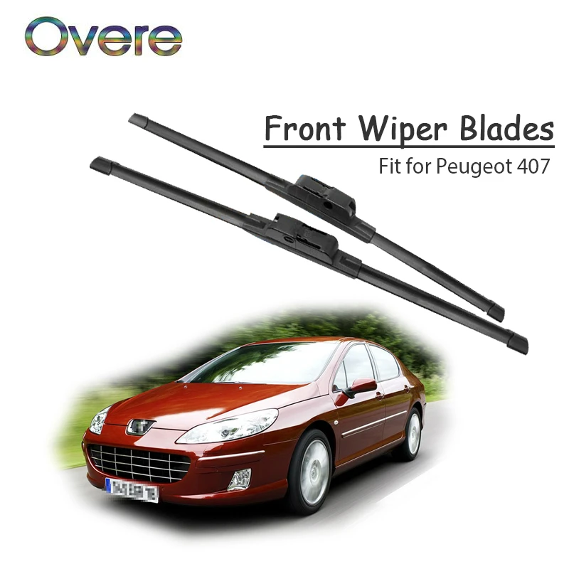 

Overe 1Set Rubber Car Front Wiper Blade Kit For Peugeot 407 2004 2005 2006-08 2009 2010 Original replace Accessories