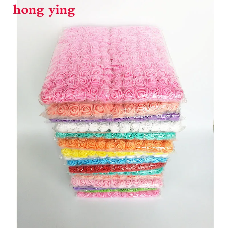 

144 pcs Mini Foam Rose Artificial Flowers For Home Wedding Car Decoration DIY Pompom Wreath Decorative Bridal Flower Fake Flower