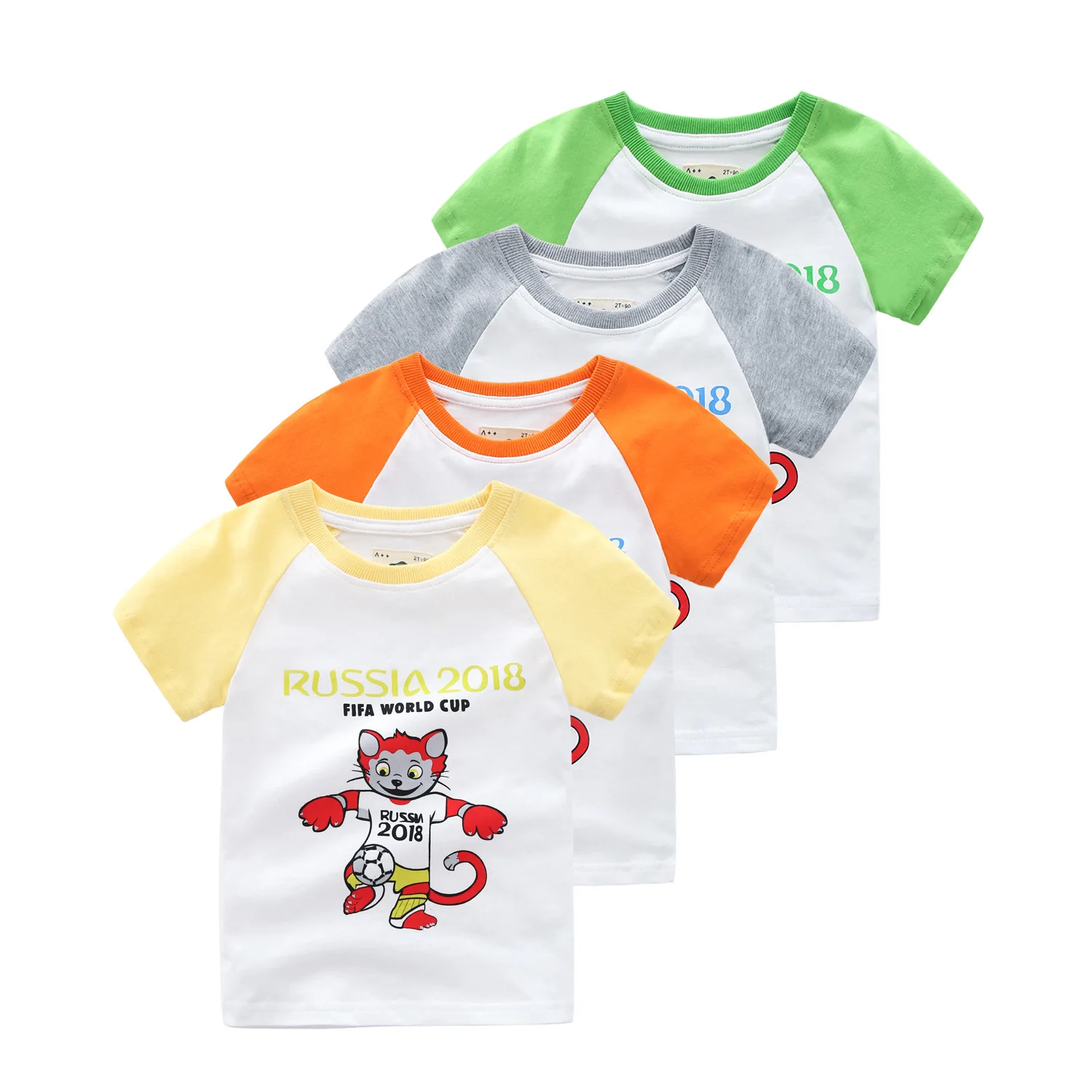 

2018 Baby Boy Top Russia World Cup Short Sleeved T-shirt 2-7 Year Boy Casual T-shirt Kids Cotton Clothing
