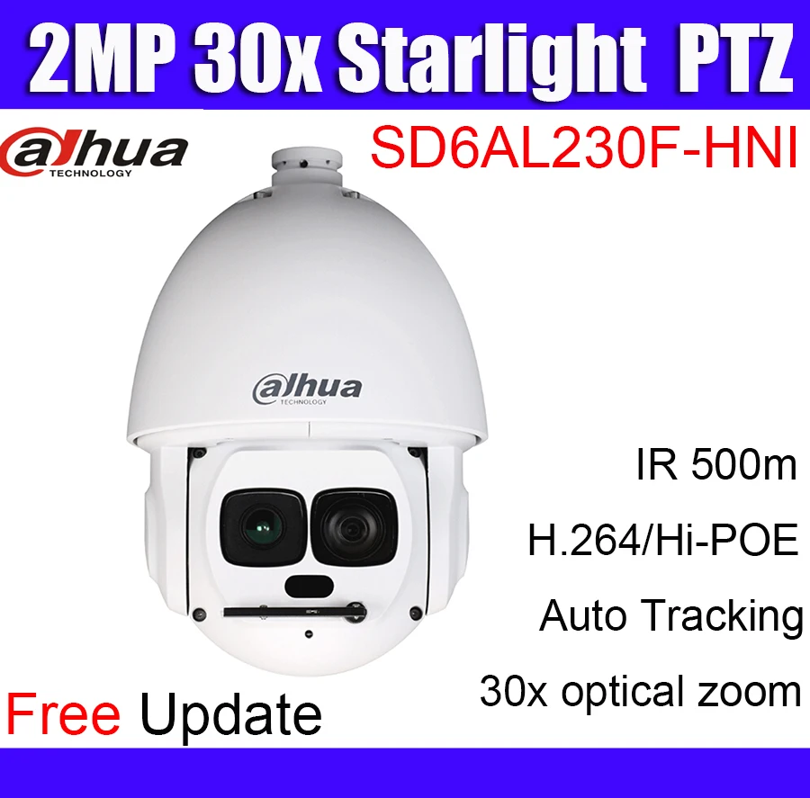 Dahua оригинальная SD6AL230F-HNI 2MP PTZ сетевая камера 30x оптический зум IR500m starlight DH-SD6AL230F-HNI с автоматическим отслеживанием Hi-POE