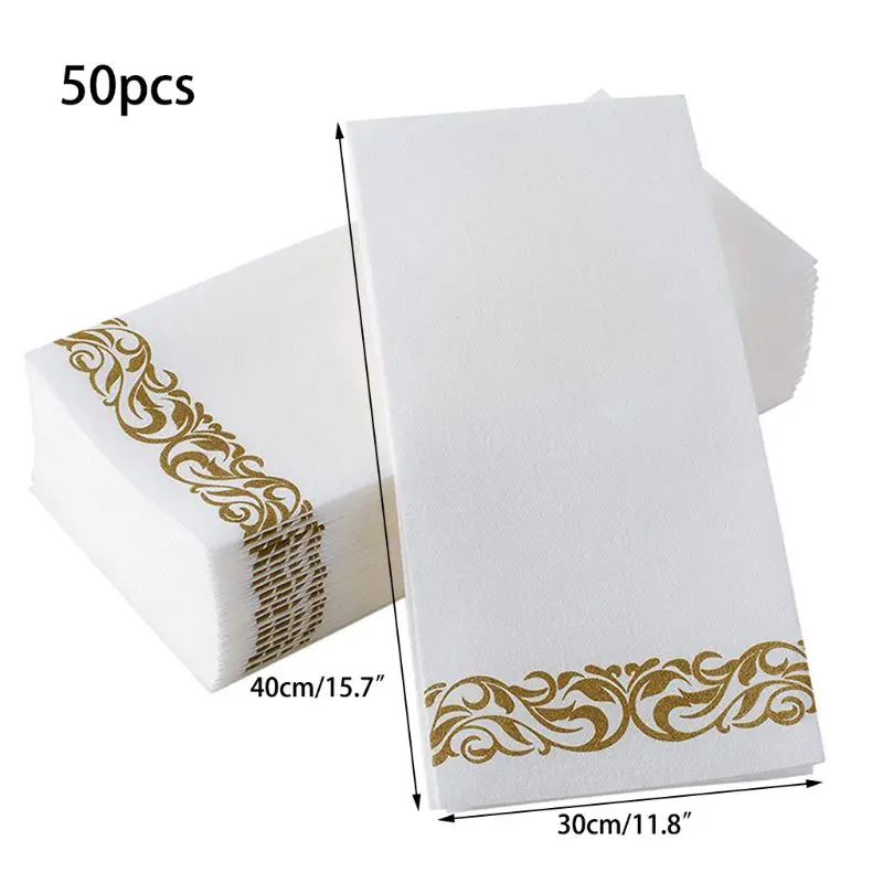 Wedding Napkins Paper Napkins 100 Pack Weddings Parties Dinners or Events Soft and Absorbent Paper Hand Towels for Bathroom FOCUSLINE Disposable Bathroom Napkins White Linen Feel Guest Towels 