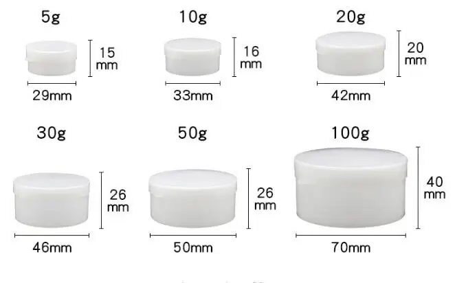 100 шт./лот 5 г/10 г/20 г/30 г/50/100g Прозрачный Пластик баночка для мини-теней для век Румяна бутылках косметические банки в бутылках упаковочных контейнеров