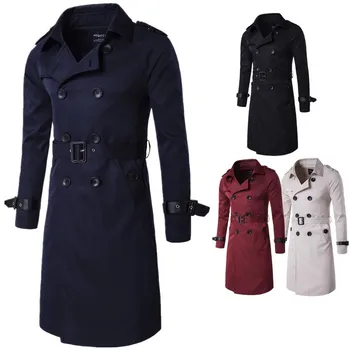 

Men Trench Coat Classic Double Breasted Trench Coat Masculino Male Winter Clothing Long Jackets Coats British Style Overcoat