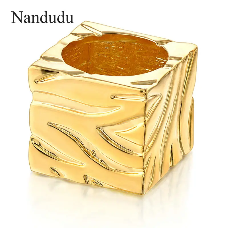 Nandudu Square Rings Unisex Woman Man Gold Silver Color Cocktail Ring Accessories Fashion Jewelry Gift R867 R868 | Украшения и