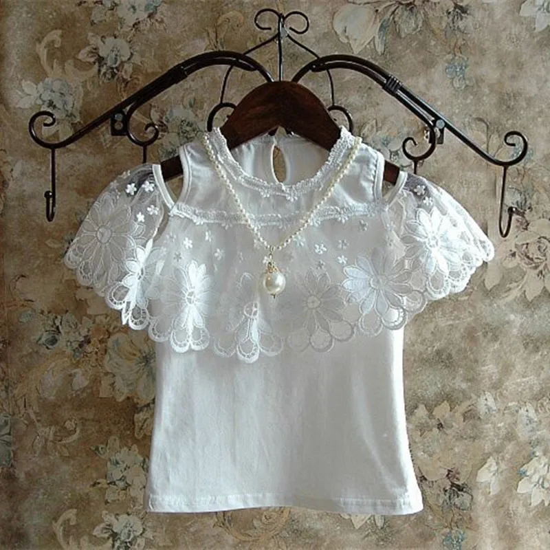 Girls Clothes Summer Kids Set White Lace Off Shoulder Short Sleeve Princess Top Red Striped Shorts Set Girls Short Sets 2-8Y Girls Clothes Summer Kids Set White Lace Off Shoulder Short Sleeve Princess Top Red Striped Shorts Set Girls Short Sets 2-8Y
