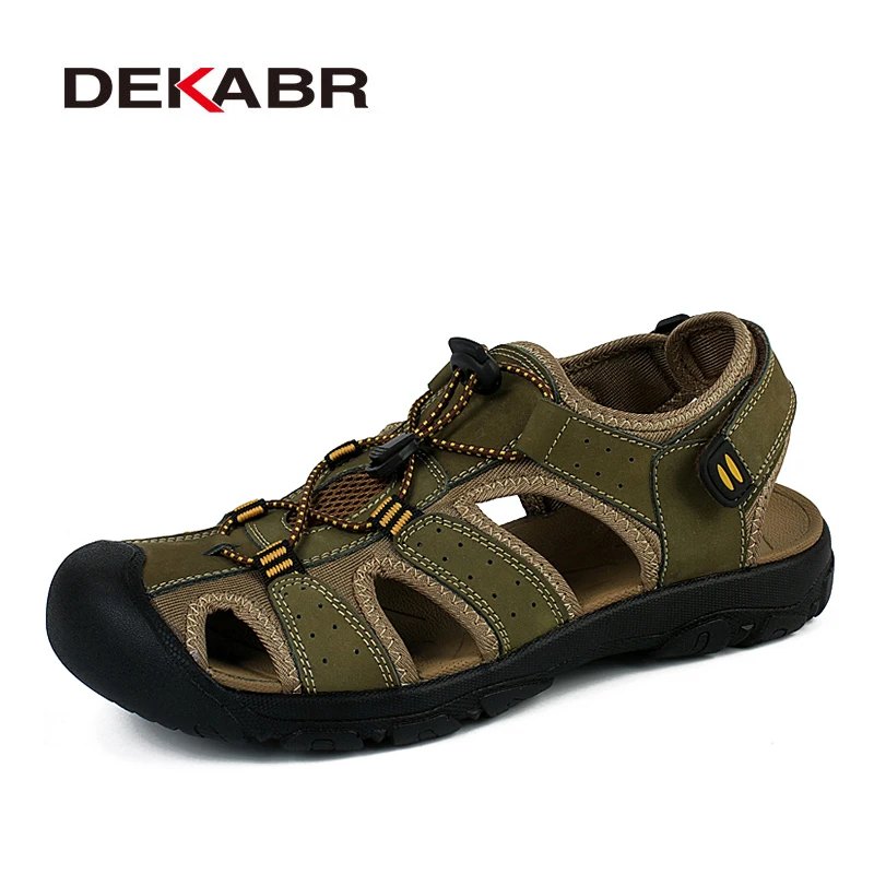 

DEKABR Genuine Leather Summer Shoes Men Sandals Fashion Casual Shoes Male Sandalias Beach Shoes Soft Soles Breathable Men shoes