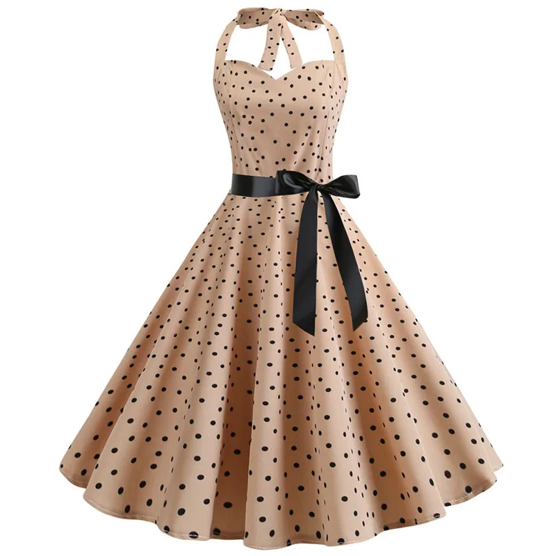 

Summer Dress 2019 Vintage Rockabilly Party Dress 50s 60s Retro Big Swing Polka Dot Pinup Women Audrey Hepburn Dress Vestidos