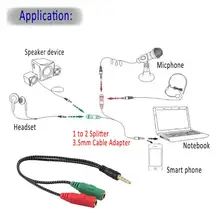 1/2Pcs 3.5mm Stereo Audio Male to 2 Female Headphone/Mic Y Splitter Cable 3.5mm 4 Pole Male Port Convert to Dual 3.5 Female Port