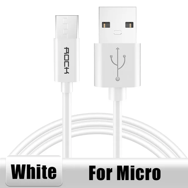 ROCK USB кабель для iPhone X, 8, 7, 6, быстрое зарядное устройство, Micro USB кабель для samsung, Xiaomi, usb type-c, кабели для мобильных телефонов - Цвет: Micro White