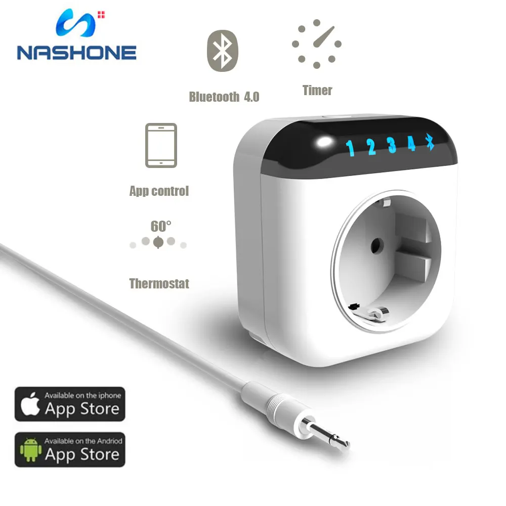 

Nashone Wireless thermostat Socket Timer Bluetooth Outlet for Android & IOS Bluetooth Smart Remote Control Your home Appliances