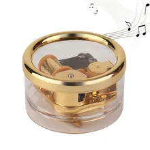 Acrylic Clear Gurdy Clockwork Movement Round Music Box Play Tunes Castle In The Sky Best Gift DIY Home Decoration