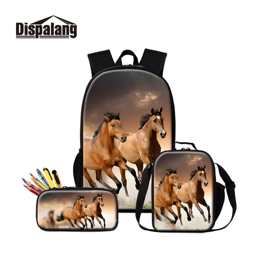

Dropshipping School Backpack Horse Printed Book Bag for Girls Children Cute Animal Pattern Schoolbag Small Cooler Bag for Kids