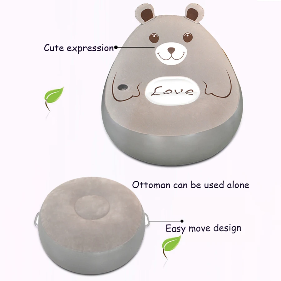 Cute Expression Inflatable Bean Bag Sofa Lounge Chair and Ottoman Air Couch Sillones Puff Lazy Sofa Set Living Room Furniture