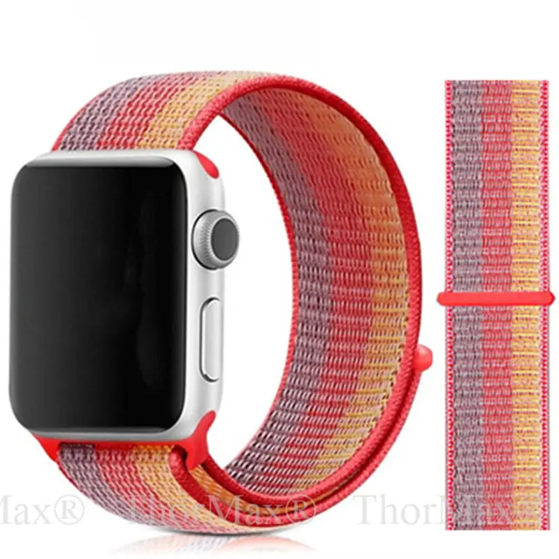 Для apple watch band 38 мм 42 мм 40 мм 44 мм 43 цвета нейлоновая петля Sporst ремешок нейлоновая тканая группа часов для iwatch 4 3 2 1 браслет - Цвет ремешка: 16-Red Stripe