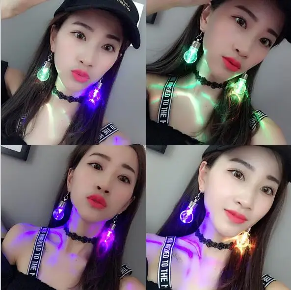 

Popular Luminous Bulb Earrings Colorful Light Creative Personality Funny P Tide Female Earrings Jewelry for Women