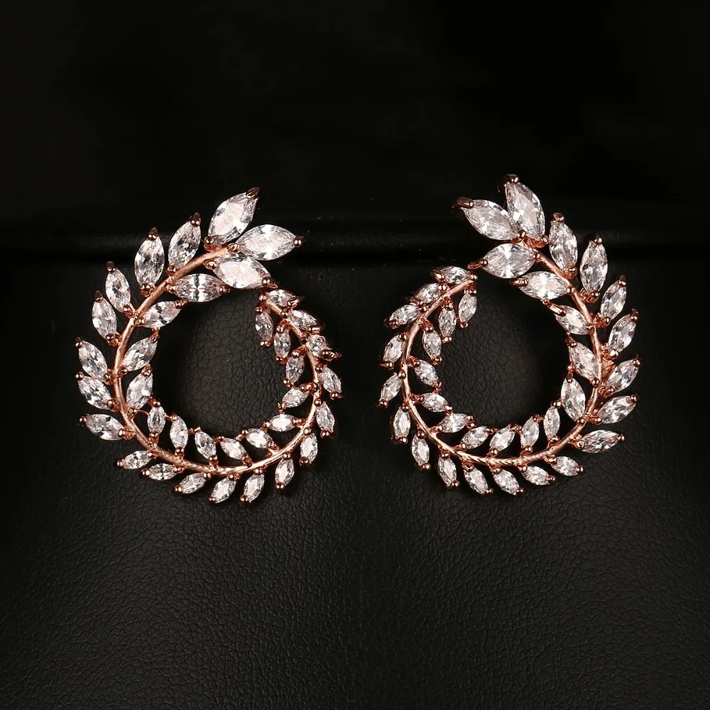 

Emmaya Cheap Women Stud Earrings High Quality AAA Clear Color Cubic Zirconia Stone Flower Earring Factory Price