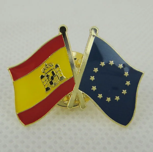 Wholesale safety pin/Spain & European Union flag pin made by iron 25