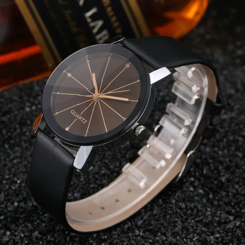 

Convex watch pu leather band men's quartz watch wechat business hot style simple atmosphere business couple watches