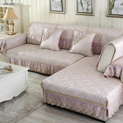 Передовая Роскошная Нескользящая льняная наволочка для дивана, чехол для подушки, высокое качество, четыре сезона, Европейский чехол для дивана для гостиной, полотенце - Цвет: Фиолетовый