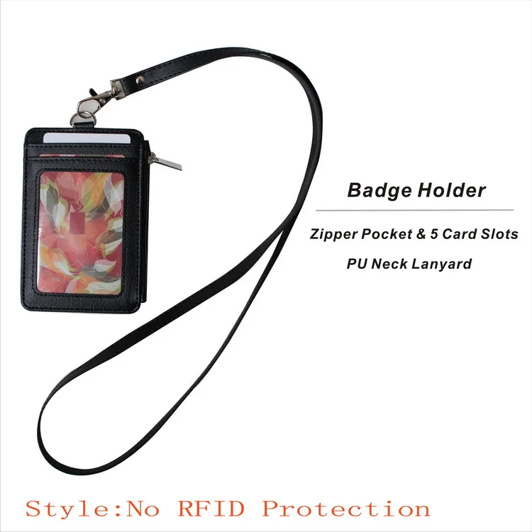 B-No RFID Protection Стильные держатели для карт с застежкой-молнией из искусственной кожи, ремешок для карт с 5 слотами для карт, RFID защитные держатели для удостоверений личности, OEM Добро пожаловать - Цвет: B-No RFID Protection