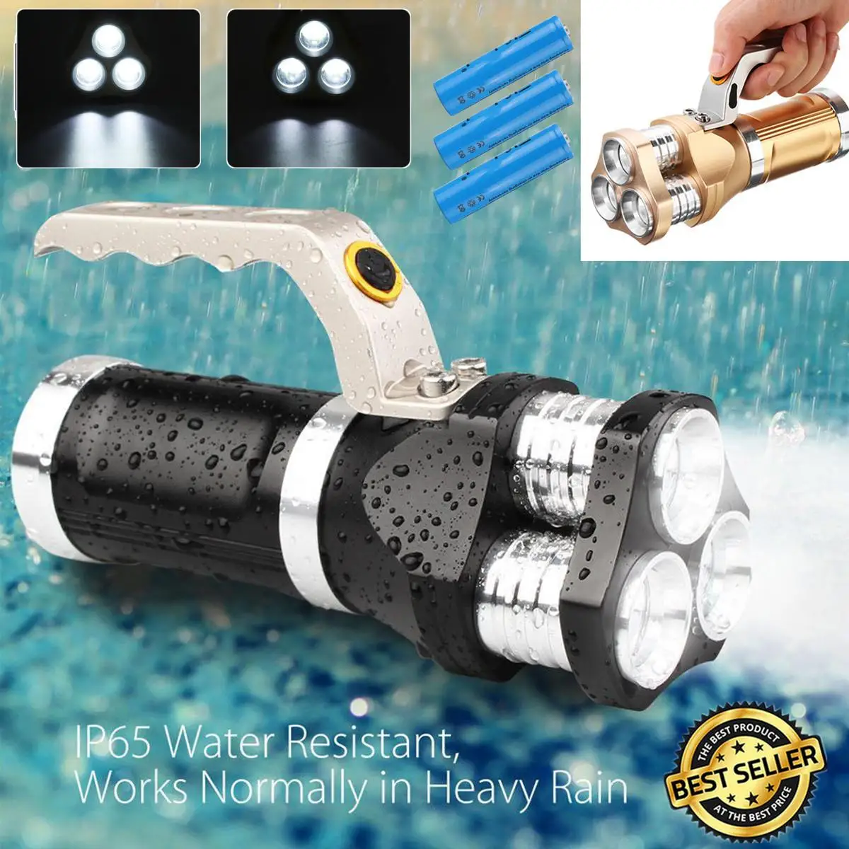 

30000lm Smuxi Portable Work Lamp 3xQ5 COB LED flashlight Magnetic zoomable Worklight 2 modes Rechargeable waterproof 3x18650