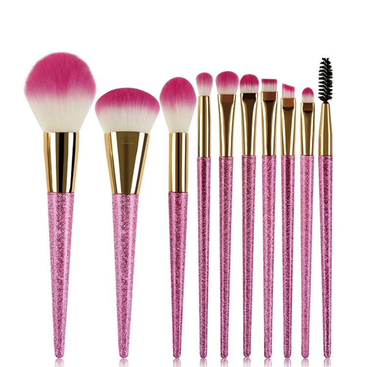 

BBL 10pcs/set Professional Makeup Brush Kits For Women Fashion Bling Pink Color Foundation Eye Shadow Brush Kit Cosmetic Tools