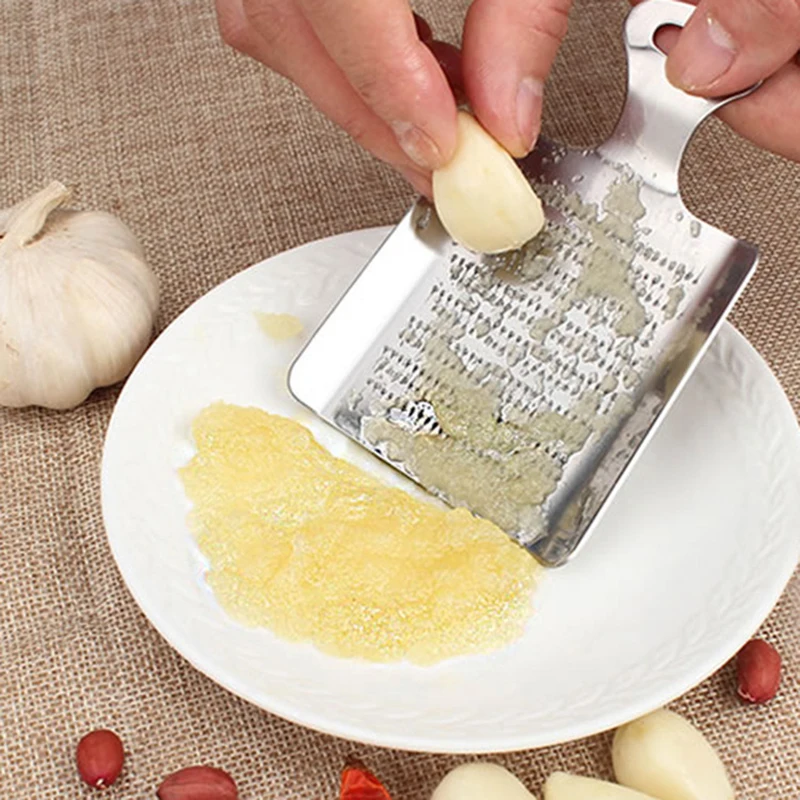 FOONEE Garlic Ginger Grater,Stainless Steel Mini Manual Cheese Grater Plate Garlic Press Crusher Spice Grinder Kitchen Tool