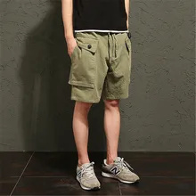 

DUQI Casual Shorts Men 2018 Summer New Drawstring Cotton Male Shorts Solid Colorful Casual Male Shorts Black Army Green Khaki
