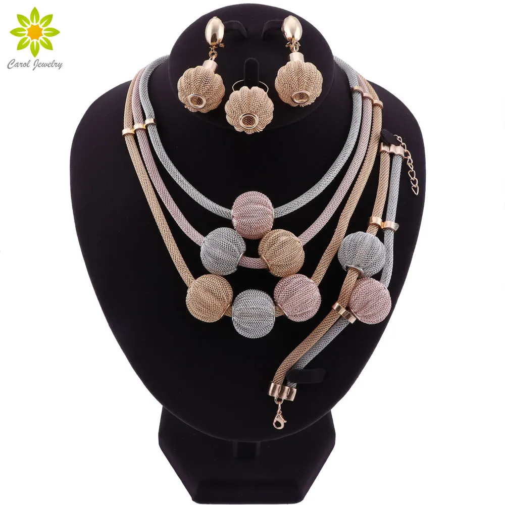

Fashion dubai gold jewelry nigerian beads necklace jewelry set for womem african wedding jewelry necklace earrings ring
