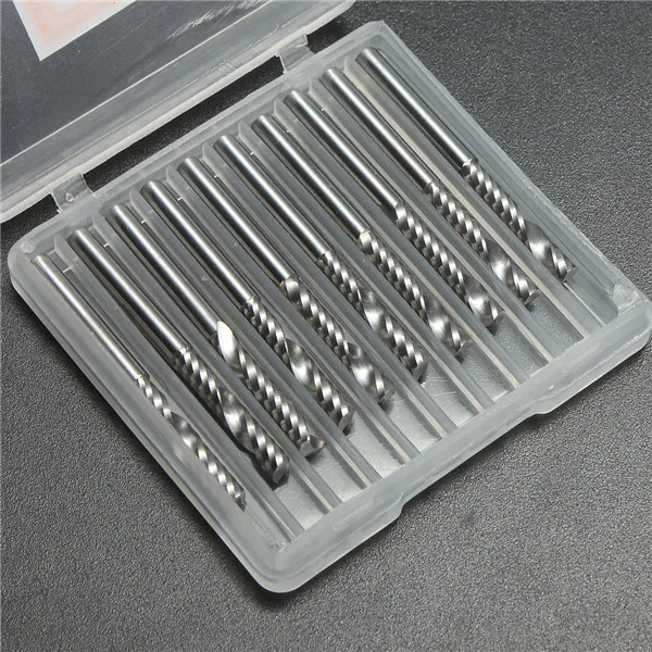 

Best Price Good 10pcs 1/8 Cnc Bits Single Flute Spiral Router Carbide End Mill Cutter Tools