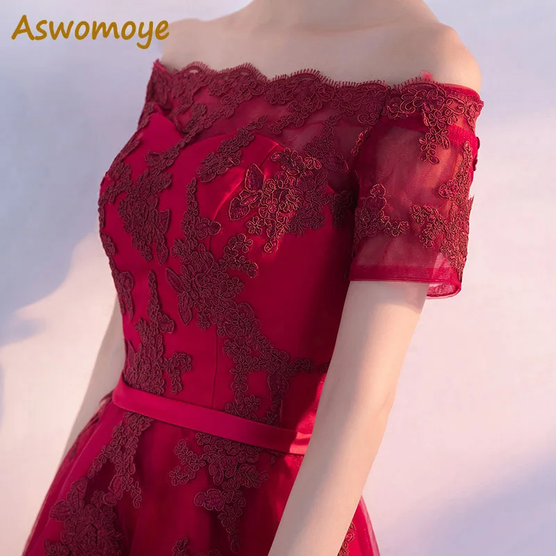Женское вечернее платье Aswomoye с коротким передом и длинной спинкой 2018|robe de soiree|robe