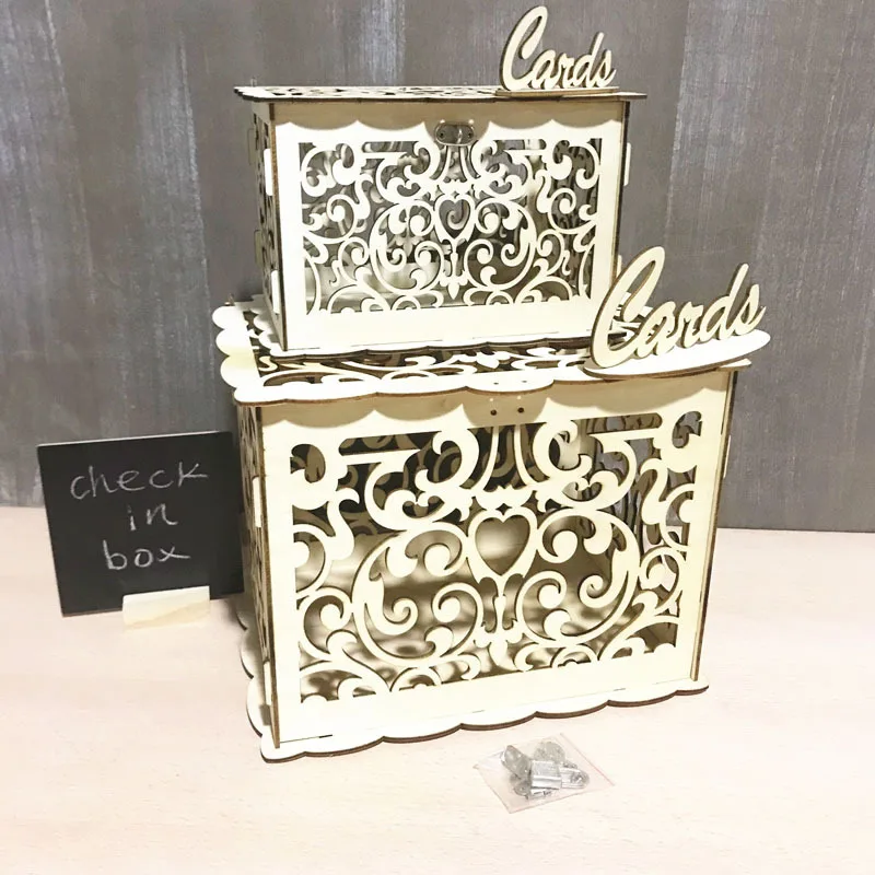 2 Sets Diy Wedding Card Box With Lock With Slot Wedding Money Box