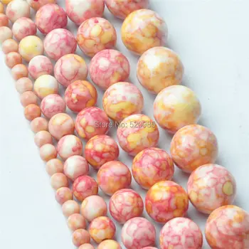 

Free Shipping Natural Red Yellow Dots Rainbow Stones Round Spacer Loose Beads For Necklace Bracelet Charms Jewelry RBSB13
